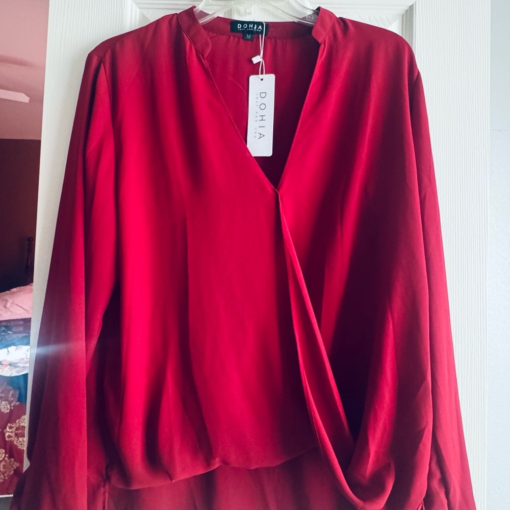 Elegant Red Women's Blouse